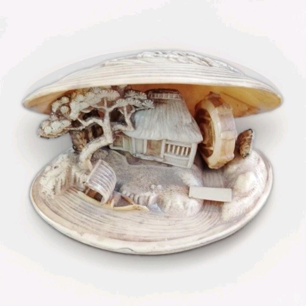 Vintage Carved Seashell Diorama